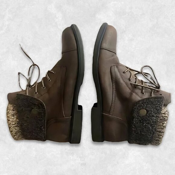 Cliffs by White Mountain Duena Ankle Booties Fold Down Collar Faux Fur Brown 11 - Picture 9 of 12